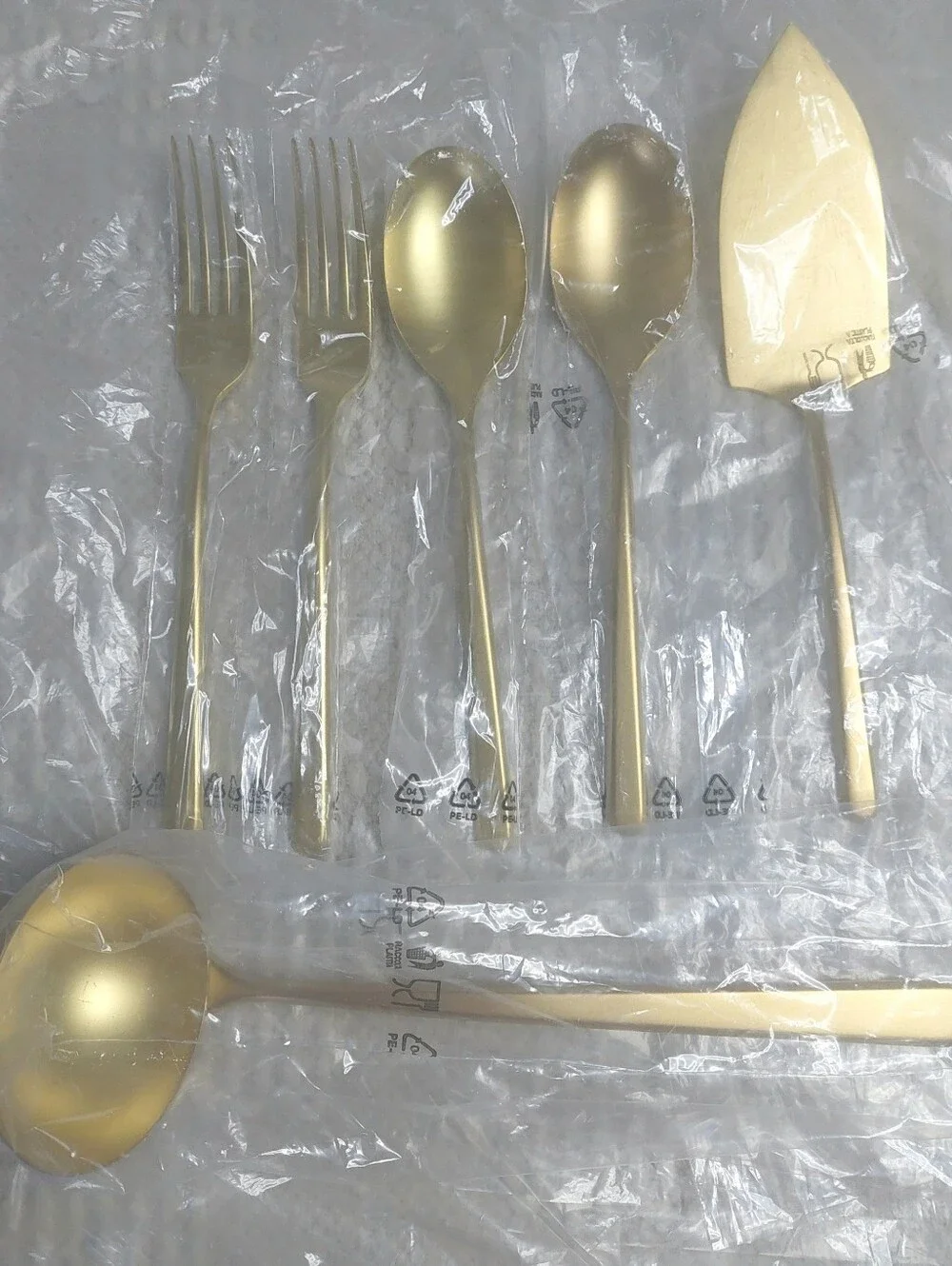 NEW! Quince- Sambonet Gia Minimalist 6 Piece Brushed Gold Serving Set! (X66)